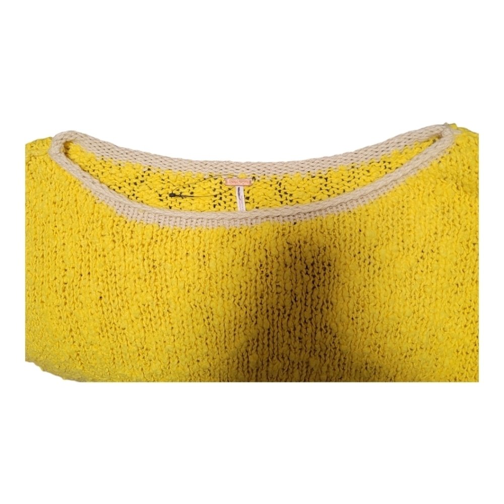 Free People Rosie Sweater in Chutney Yellow and Biege Combo - Large - NWOT - Picture 8 of 10